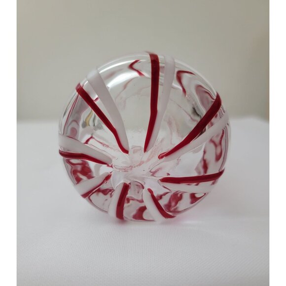 Vtg St Nicholas Square Barware Christmas Peppermint Lane Handblown Glass Tumbler - Picture 5 of 6